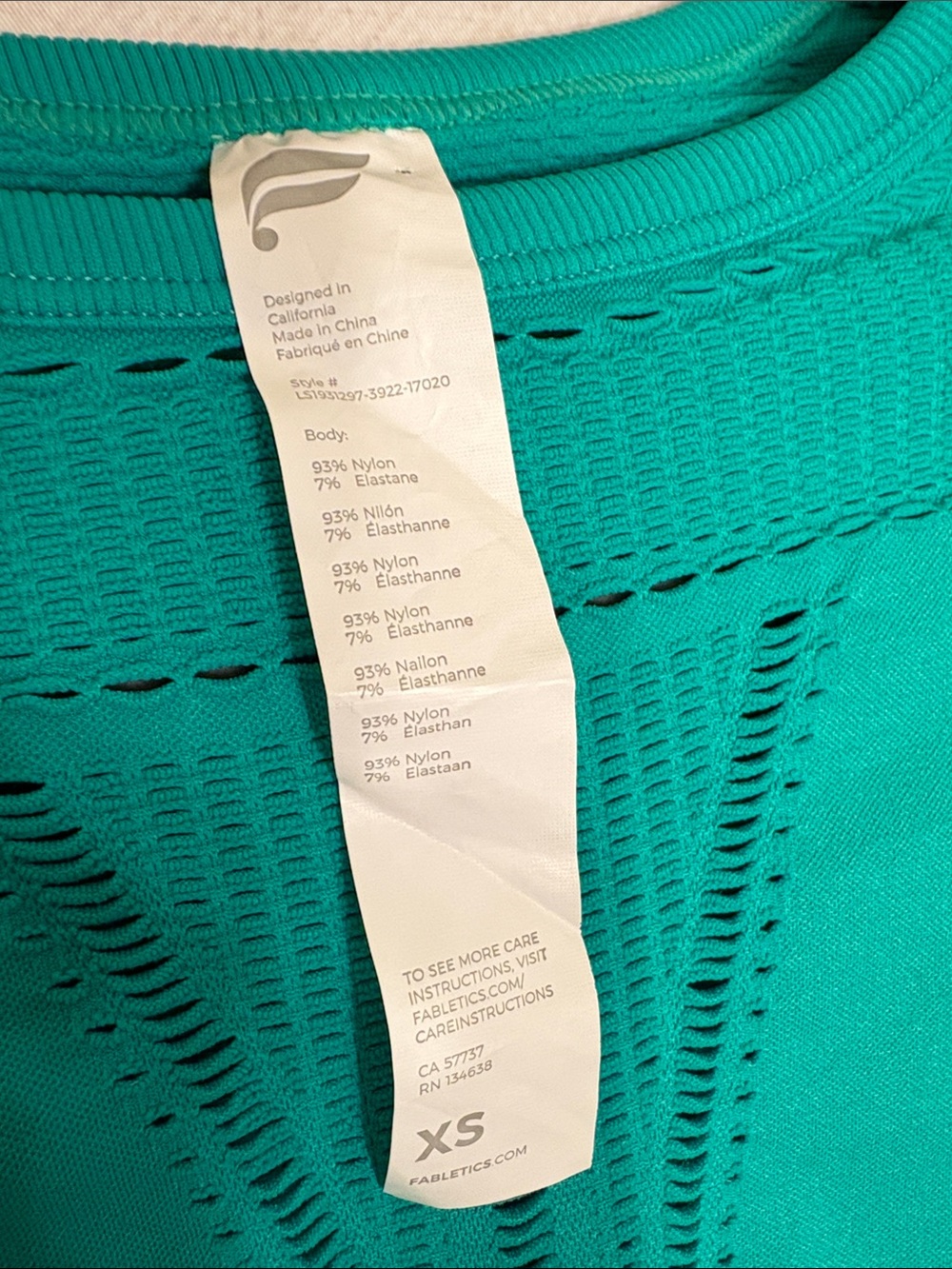Fabletics - Teal Knit Long-Sleeve Crop Top - Picture 2 of 10
